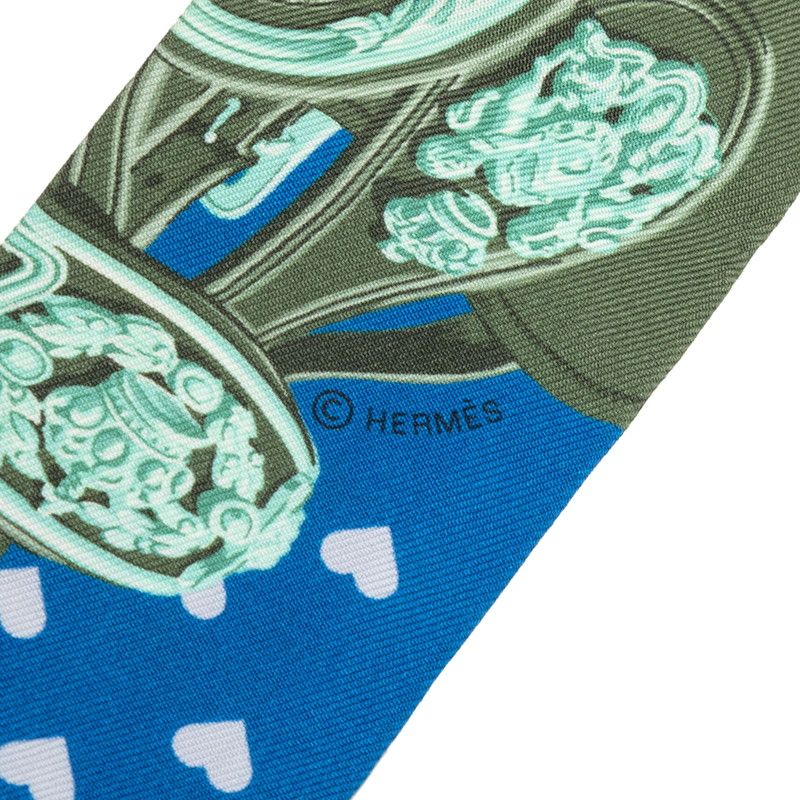 Hermes Twilly Brides de Gala Love Scarf Blue Silk — view 3