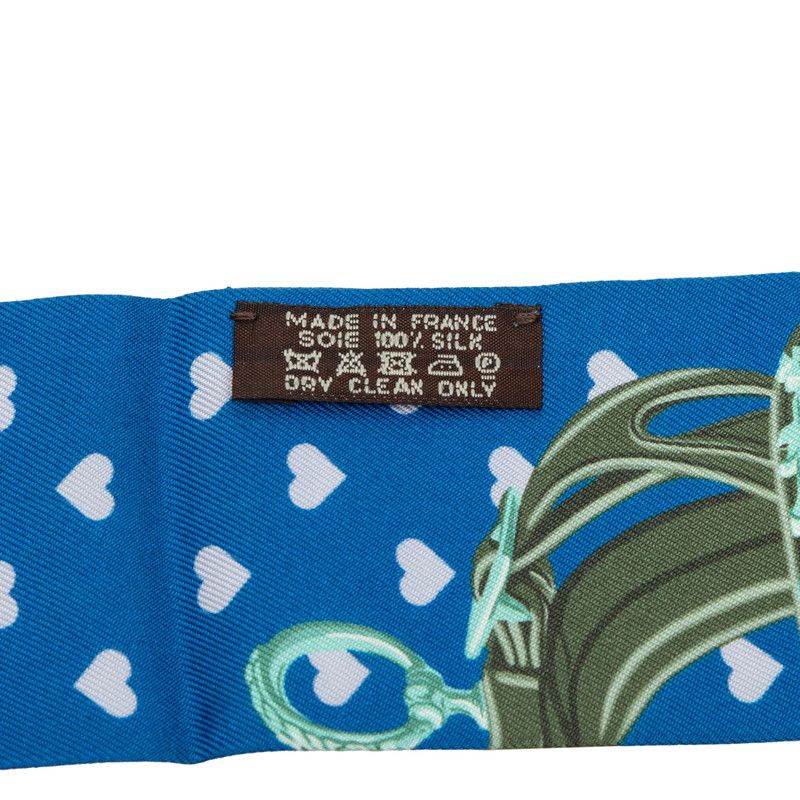Hermes Twilly Brides de Gala Love Scarf Blue Silk — view 5