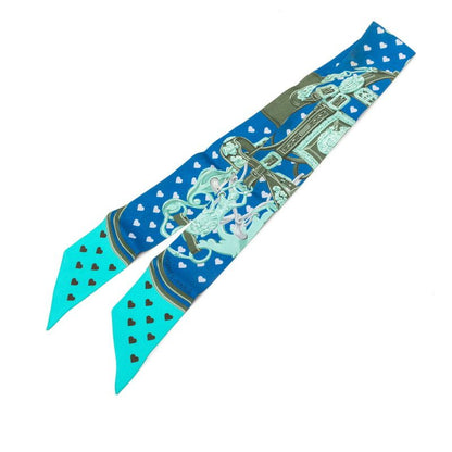Hermes Twilly Brides de Gala Love Scarf Blue Silk