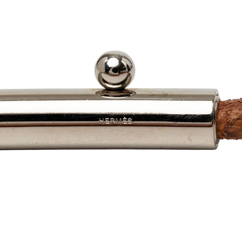 Hermes Vintage Rogue Belt Brown Silver Leather Metal — view 5