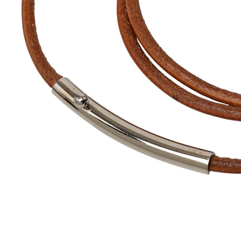 Hermes Vintage Rogue Belt Brown Silver Leather Metal — view 4