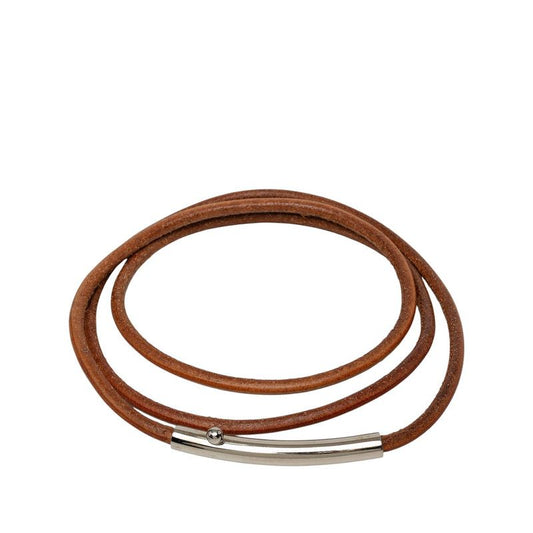 Hermes Vintage Rogue Belt Brown Silver Leather Metal
