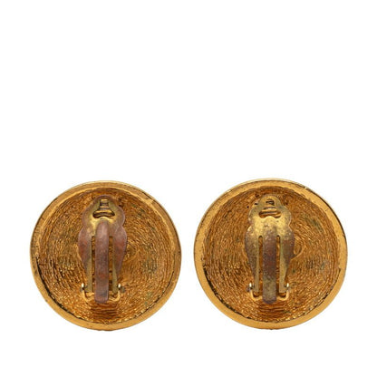 Chanel Vintage Quilted CC Logo Earrings Gold Plated — view 2