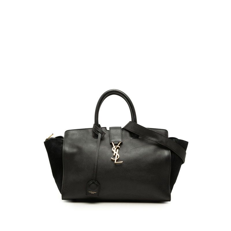 Saint Laurent Downtown Cabas 2-Way Shoulder Bag Black Leather Suede
