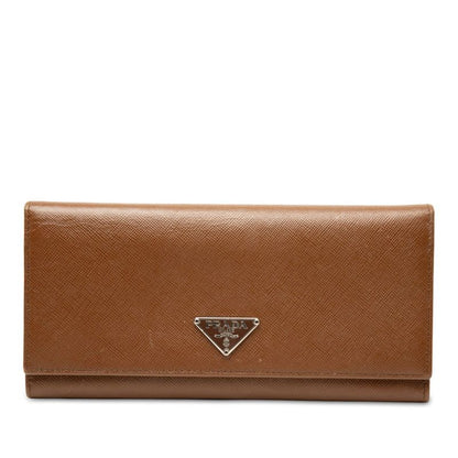 Prada Wallet Brown Saffiano Leather