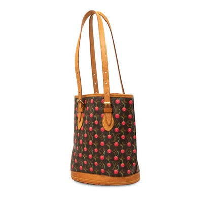 Louis Vuitton Monogram Cherry Bucket PM Tote Shoulder Bag Brown Leather — view 2
