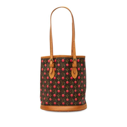 Louis Vuitton Monogram Cherry Bucket PM Tote Shoulder Bag Brown Leather