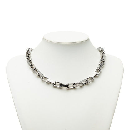 Louis Vuitton Monogram Collier Chain Necklace Silver Metal