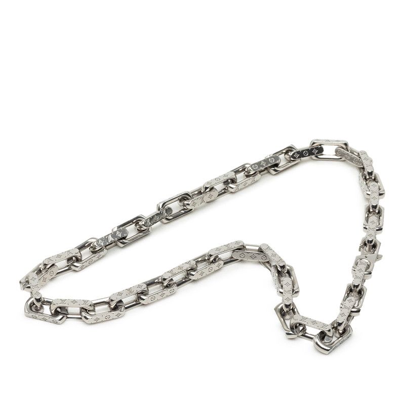 Louis Vuitton Monogram Collier Chain Necklace Silver Metal — view 2