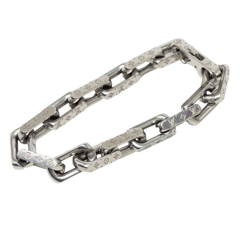 Louis Vuitton Collier Chain Monogram Bracelet L Silver Metal — view 4