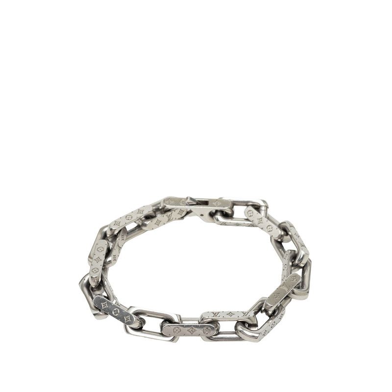 Louis Vuitton Collier Chain Monogram Bracelet L Silver Metal