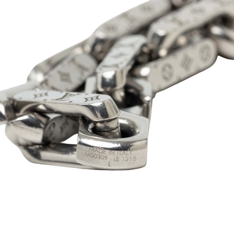 Louis Vuitton Collier Chain Monogram Bracelet L Silver Metal — view 6