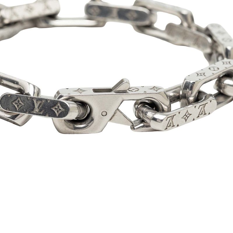 Louis Vuitton Collier Chain Monogram Bracelet L Silver Metal — view 5