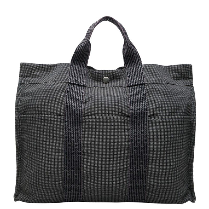 Hermes Herline MM Tote Bag Gray Nylon Canvas