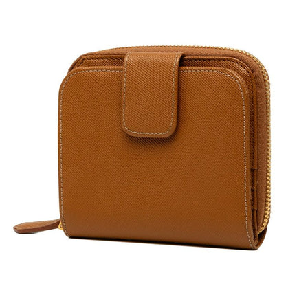 Prada Saffiano Bifold Wallet Compact Brown Camel Leather — view 2