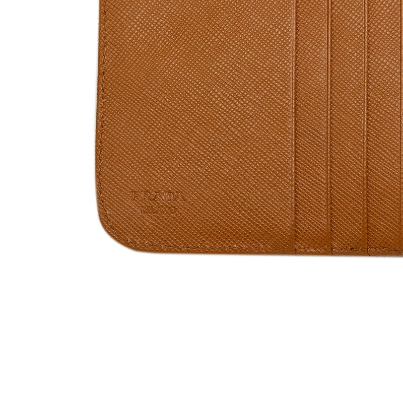 Prada Saffiano Bifold Wallet Compact Brown Camel Leather — view 6