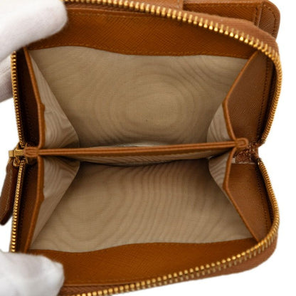 Prada Saffiano Bifold Wallet Compact Brown Camel Leather — view 5