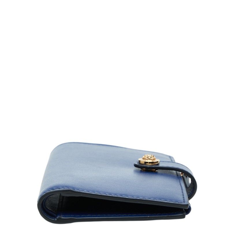 Versace Medusa Bifold Wallet Vertical Navy Leather — view 3