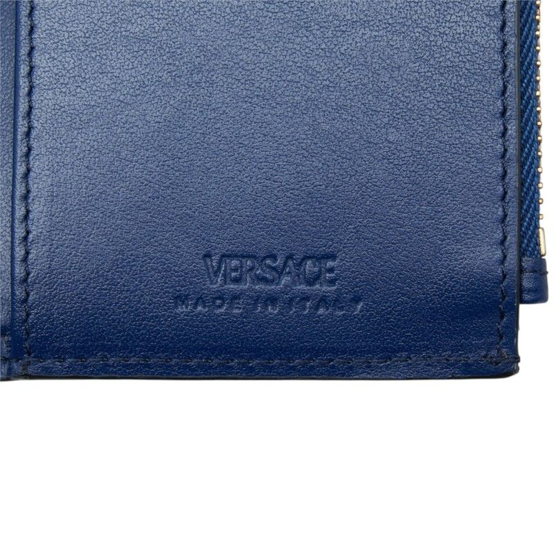 Versace Medusa Bifold Wallet Vertical Navy Leather — view 6