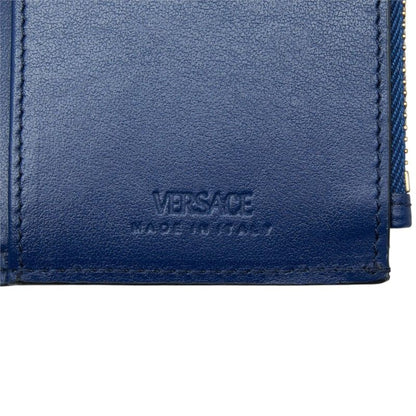 Versace Medusa Bifold Wallet Vertical Navy Leather — view 6