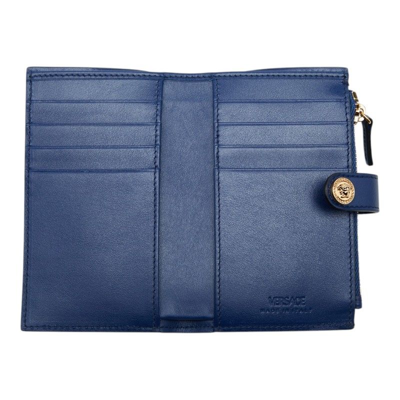 Versace Medusa Bifold Wallet Vertical Navy Leather — view 7