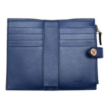 Versace Medusa Bifold Wallet Vertical Navy Leather — view 7