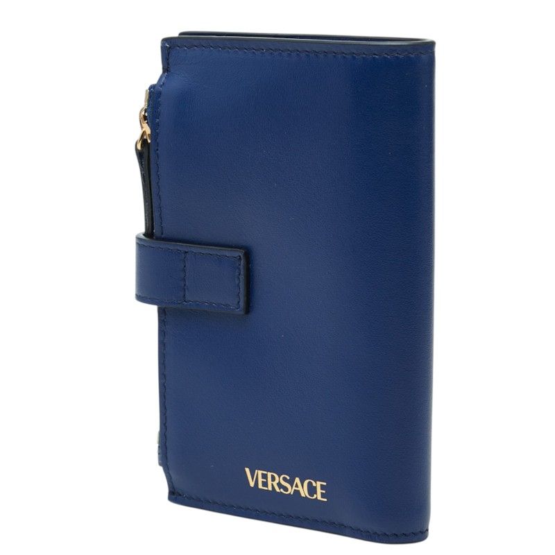 Versace Medusa Bifold Wallet Vertical Navy Leather — view 2
