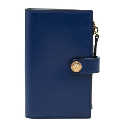Versace Medusa Bifold Wallet Vertical Navy Leather