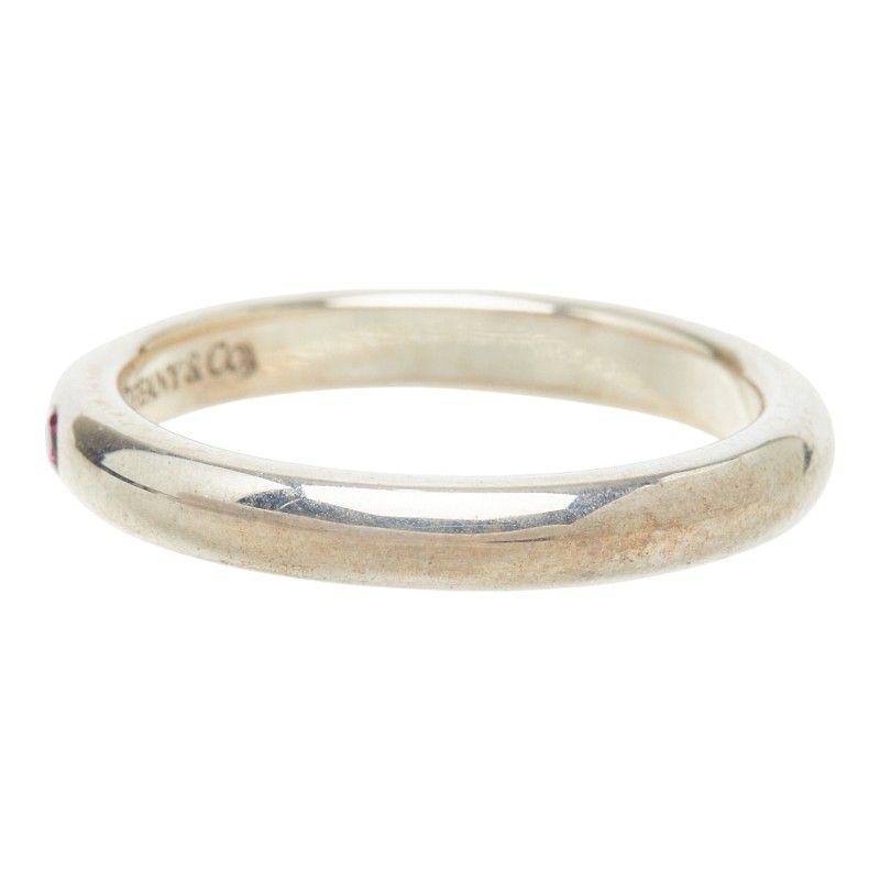 Tiffany & Co Stacking Band Ring 925 Sterling Silver Ruby — view 3