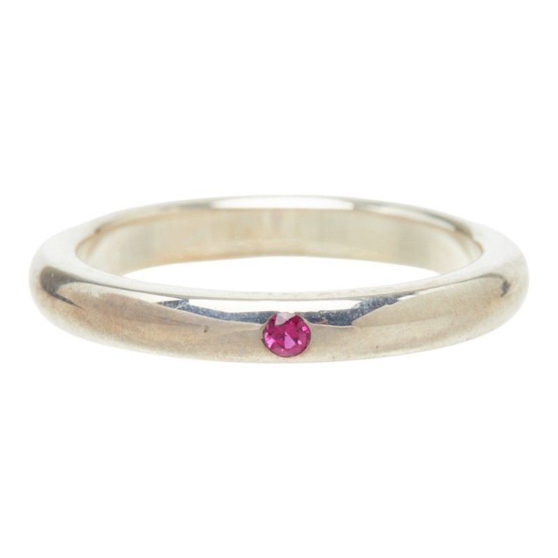 Tiffany & Co Stacking Band Ring 925 Sterling Silver Ruby