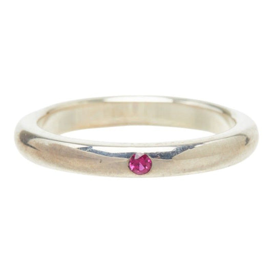 Tiffany & Co Stacking Band Ring 925 Sterling Silver Ruby