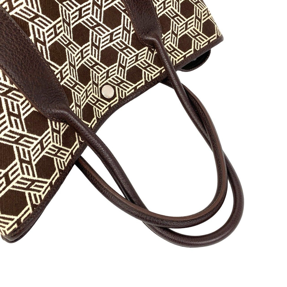 Hermes Garden Party PM Buffalo Toile So H Handbag Niccotine Brown — view 4