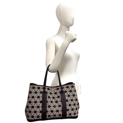 Hermes Garden Party PM Buffalo Toile So H Handbag Niccotine Brown — view 2