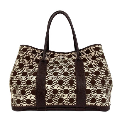 Hermes Garden Party PM Buffalo Toile So H Handbag Niccotine Brown — view 3