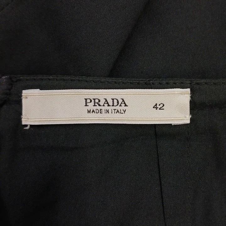 Prada Ruffle Skirt Long Length Nylon Blend Black 42 — view 3