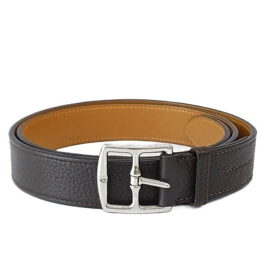 Hermes Etriviere Belt Leather Stirrup Buckle Dark Brown