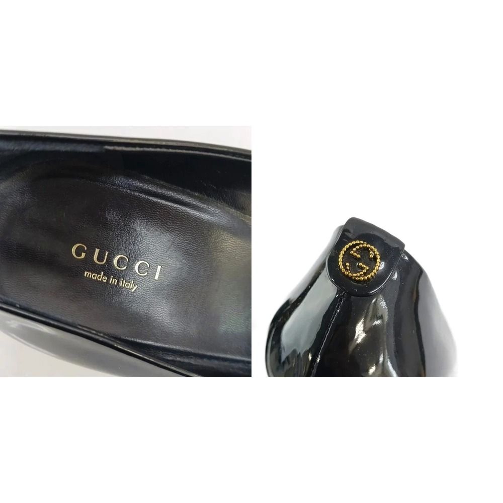 Gucci Pumps Patent Round Toe High Heels Black — view 7