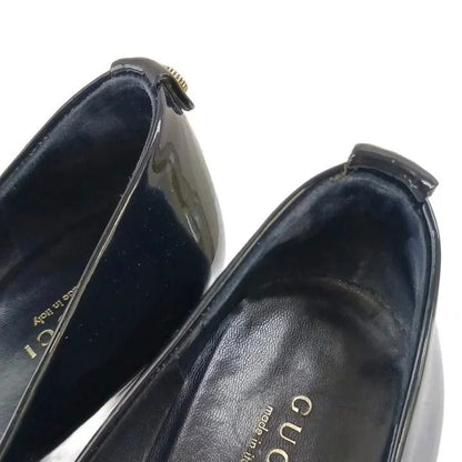 Gucci Pumps Patent Round Toe High Heels Black — view 3