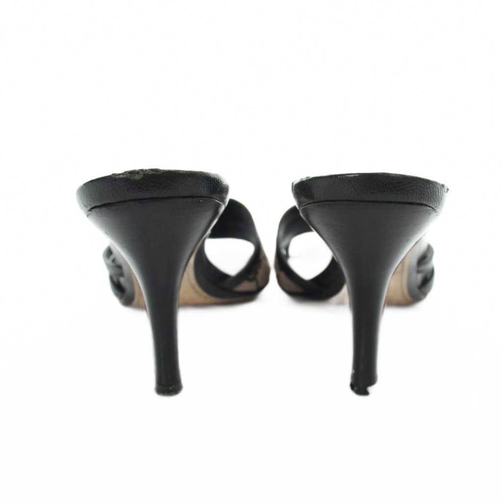 Gucci Sandals Stiletto Heels GG Pattern Cross Strap Black — view 5