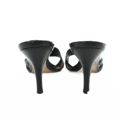 Gucci Sandals Stiletto Heels GG Pattern Cross Strap Black — view 5