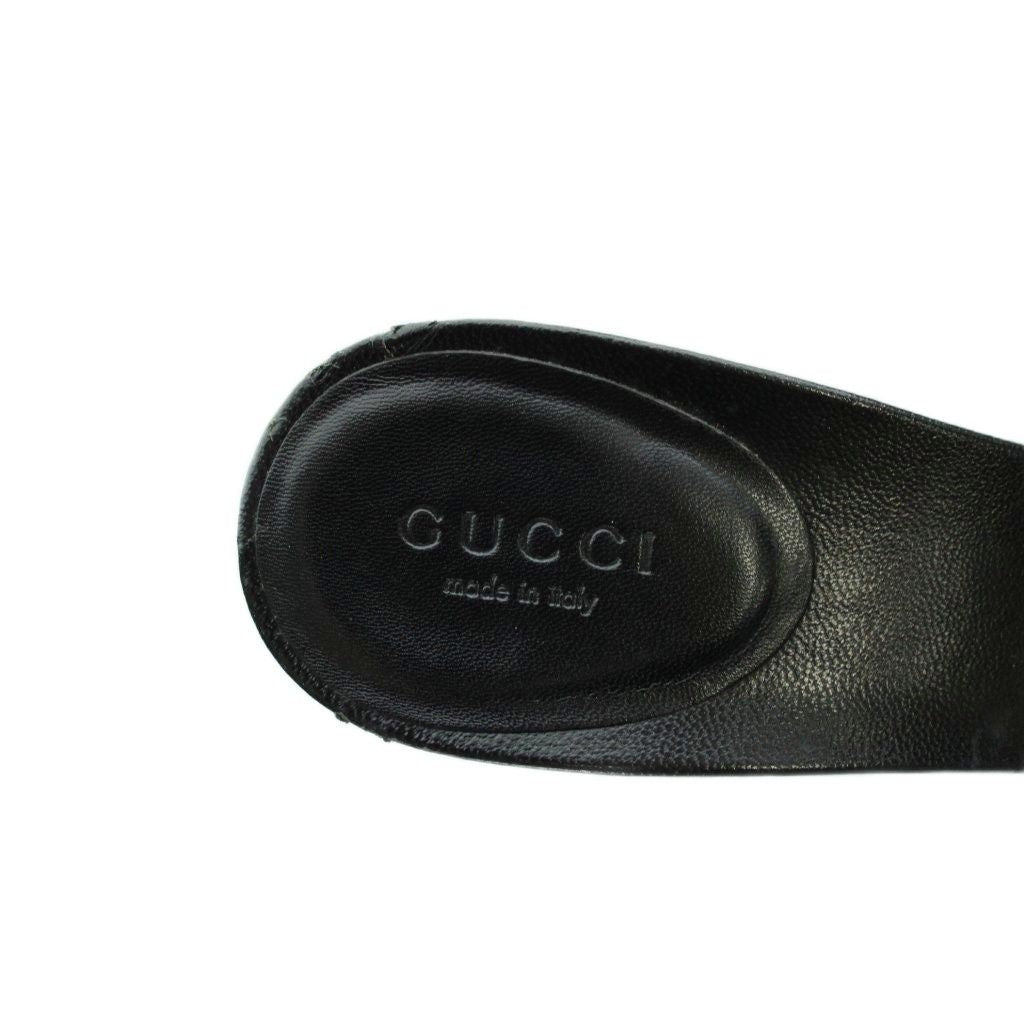 Gucci Sandals Stiletto Heels GG Pattern Cross Strap Black — view 7