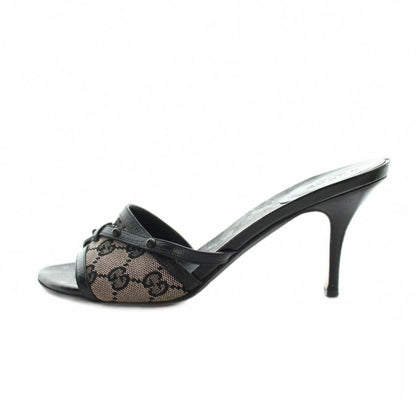Gucci Sandals Stiletto Heels GG Pattern Cross Strap Black — view 2