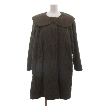 Balenciaga Quilted Coat Long Length All Over Print Green Khaki