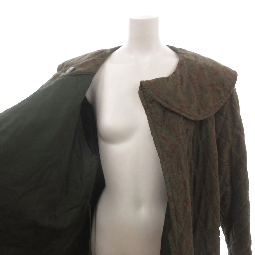 Balenciaga Quilted Coat Long Length All Over Print Green Khaki — view 5