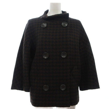 Max Mara Coat Short Length Double Three Quarter Sleeve Houndstooth