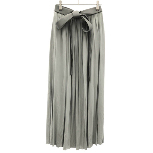 Celine by Phoebe Philo Leather Lap Belt Rayon Long Skirt 2 Gray 36