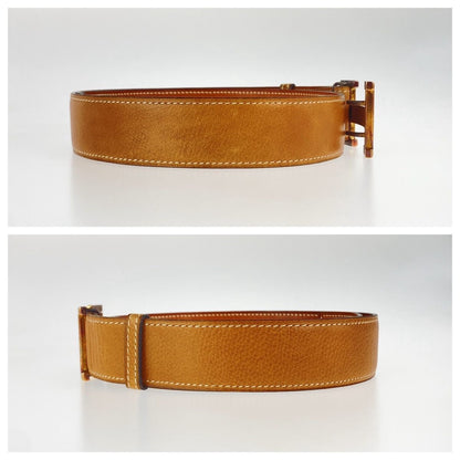 Hermes H Belt Constance Brown Camel Gold Leather — view 3