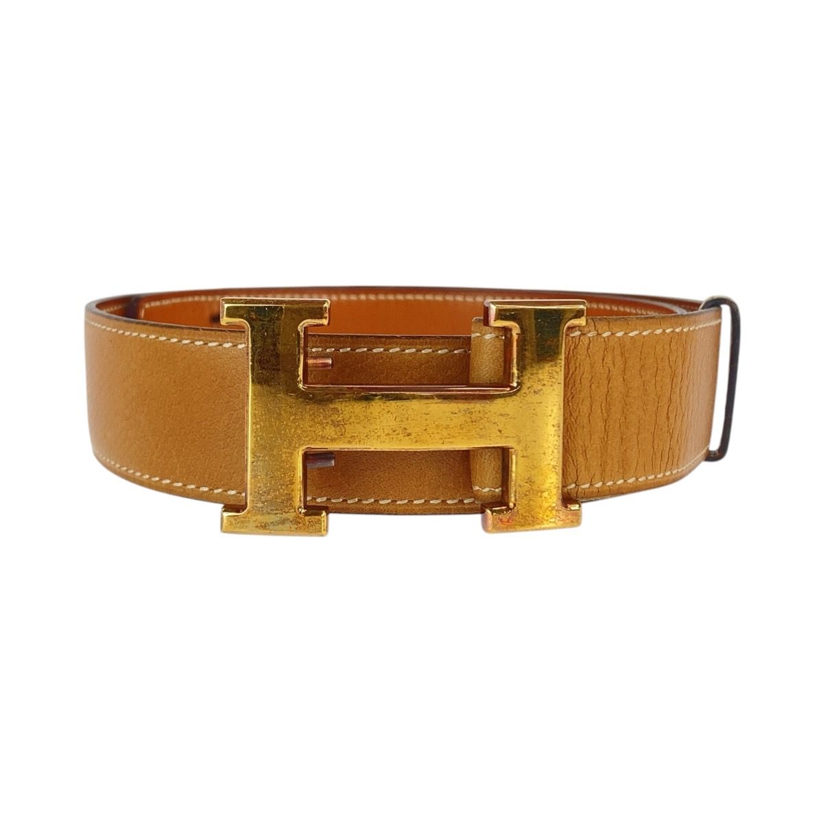 Hermes H Belt Constance Brown Camel Gold Leather