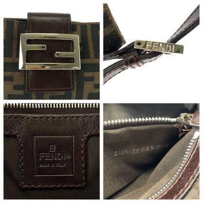 Fendi Zucca Shoulder Bag Brown Silver Canvas Leather — view 4