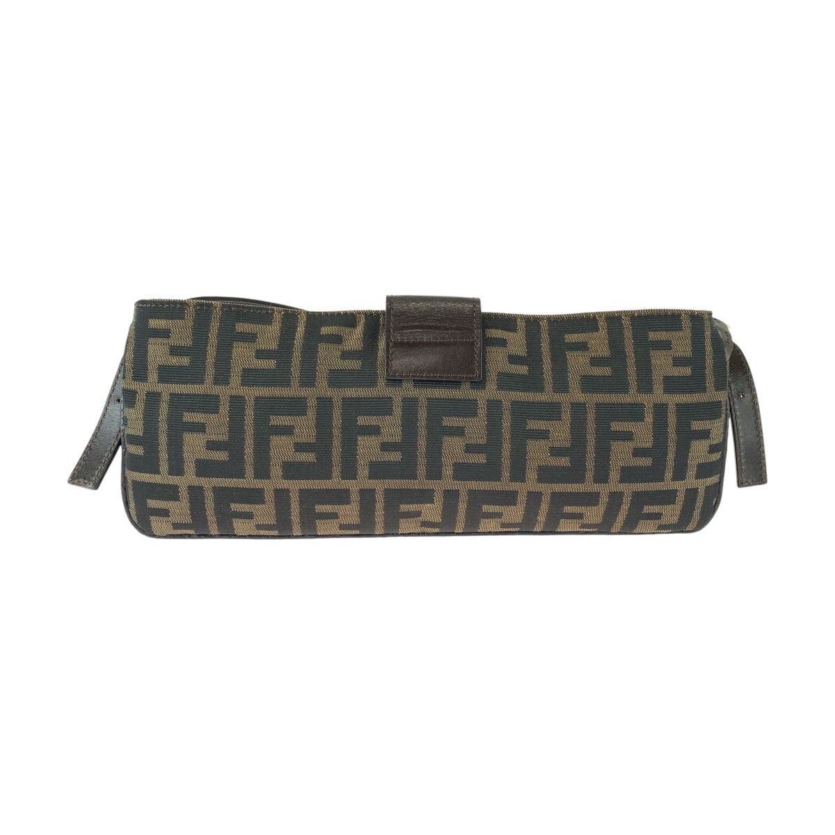 Fendi Zucca Shoulder Bag Brown Silver Canvas Leather — view 2